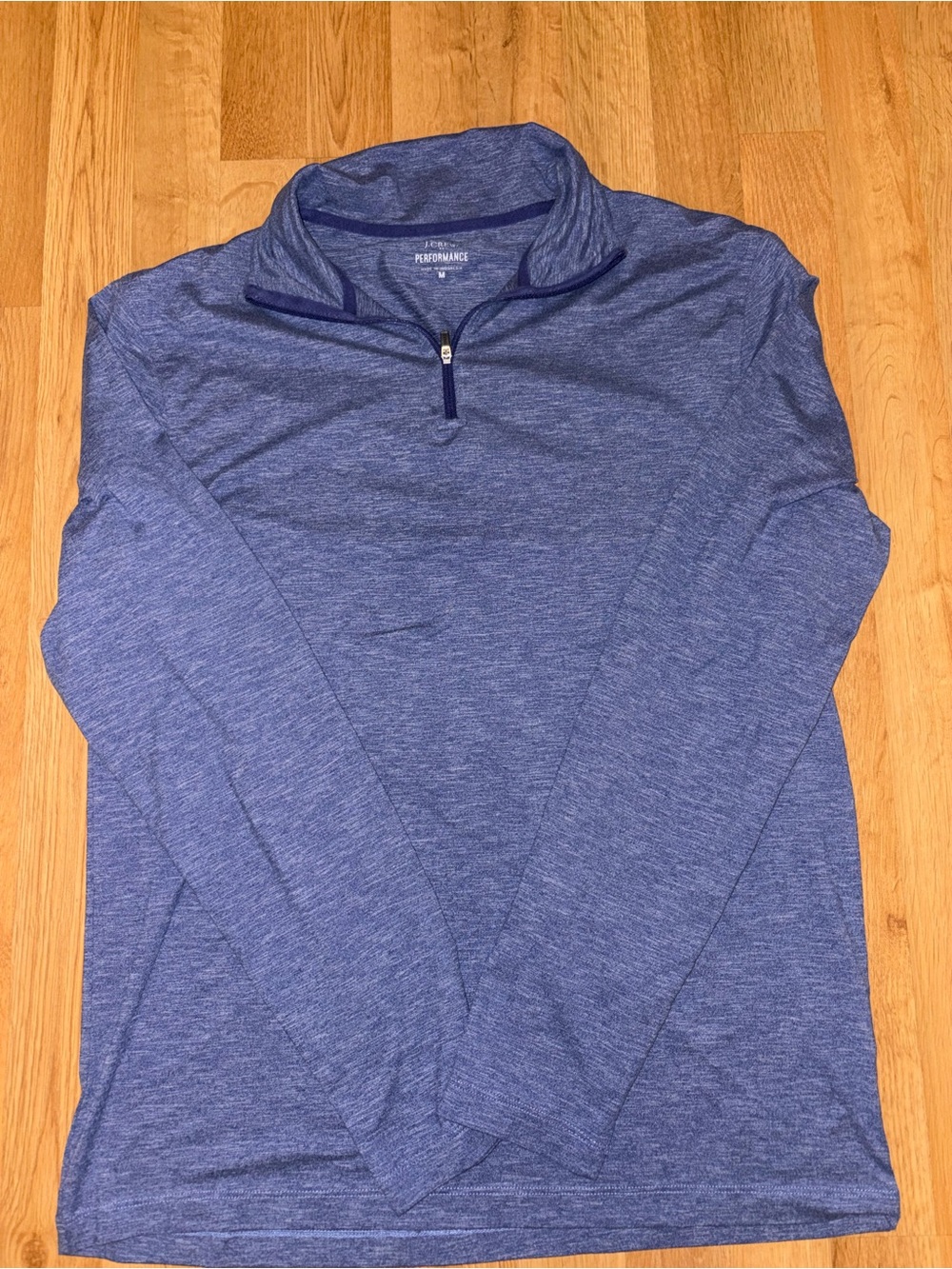 J. Crew Men's Blue Heather Quarter-Zip Performance Pullover